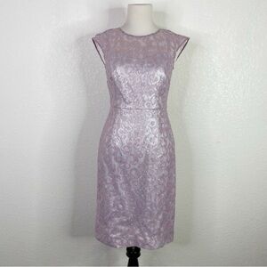 Kay Unger Lilac Purple Sequin Embroidered Lace Sheath Dress